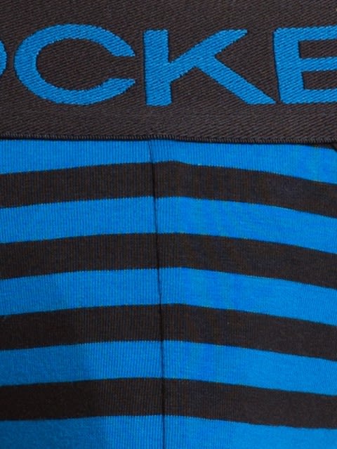 Men's Super Combed Cotton Elastane Stretch Stripe Brief with Ultrasoft Waistband - Black & Sky Driver Blue Striped