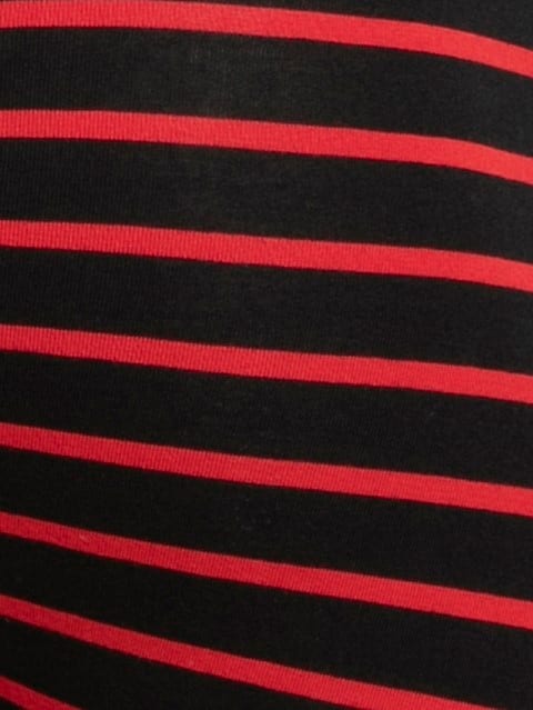 Men's Super Combed Cotton Elastane Stretch Stripe Trunk with Ultrasoft Waistband - Black & Wordly Red Striped
