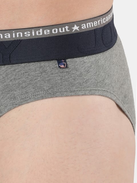 Men's Super Combed Cotton Elastane Stretch Solid Brief with Ultrasoft Waistband - Mid Grey Melange