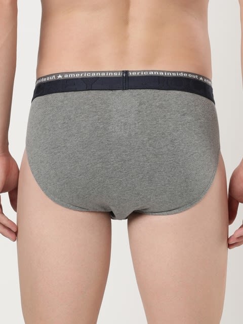 Men's Super Combed Cotton Elastane Stretch Solid Brief with Ultrasoft Waistband - Mid Grey Melange