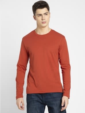 Super Combed Cotton Rich Solid Round Neck Full Sleeve T-Shirt