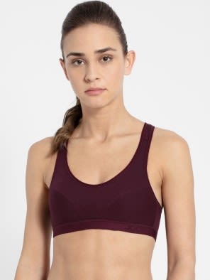 Wine Tasting Wirefree Padded Super Combed Cotton Elastane Stretch Full Coverage Racer Back Active Bra