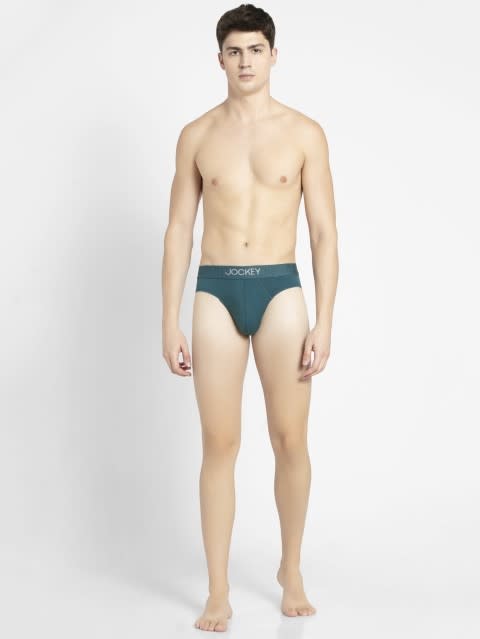Men's Supima Cotton Elastane Stretch Solid Brief with Ultrasoft Waistband - Blue Coral