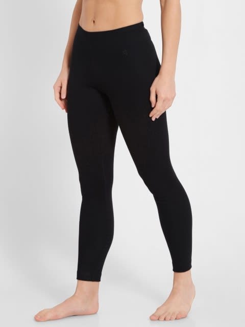Women's Super Combed Cotton Rich Thermal Leggings with Stay Warm Technology - Black