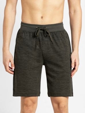 Deep Olive Printed Straight fit Shorts
