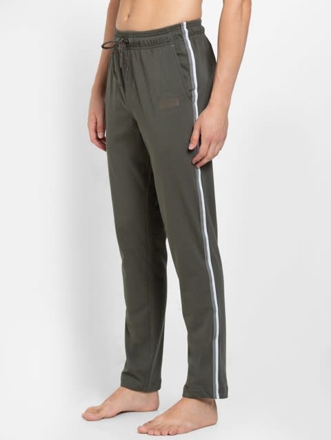 Men's Super Combed Cotton Rich Slim Fit Trackpants with Side and Back Pockets - Deep Olive