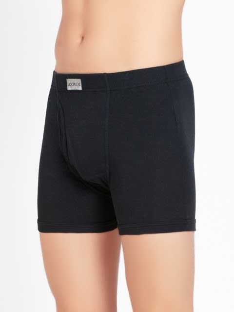 Men's Super Combed Cotton Rib Solid Boxer Brief with Ultrasoft Concealed Waistband - Deep Navy