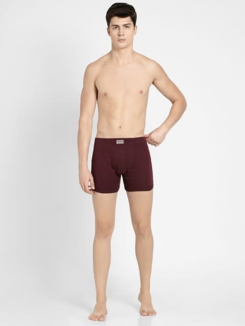 Men's Super Combed Cotton Rib Solid Boxer Brief with Ultrasoft Concealed Waistband - Wine Tasting(Pack of 2)