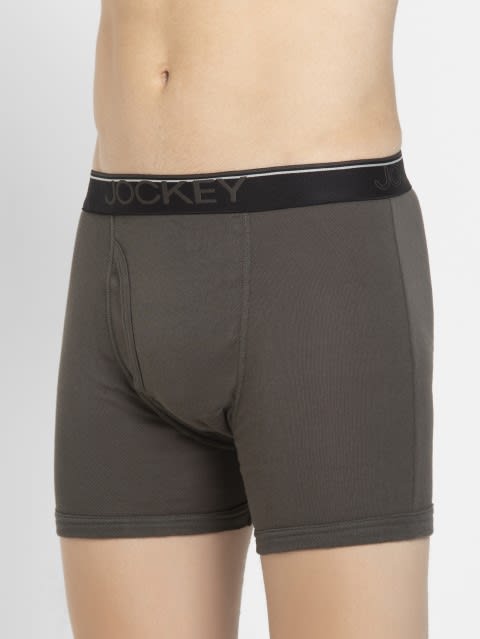 Men's Super Combed Cotton Rib Solid Boxer Brief with Ultrasoft Waistband - Deep Olive