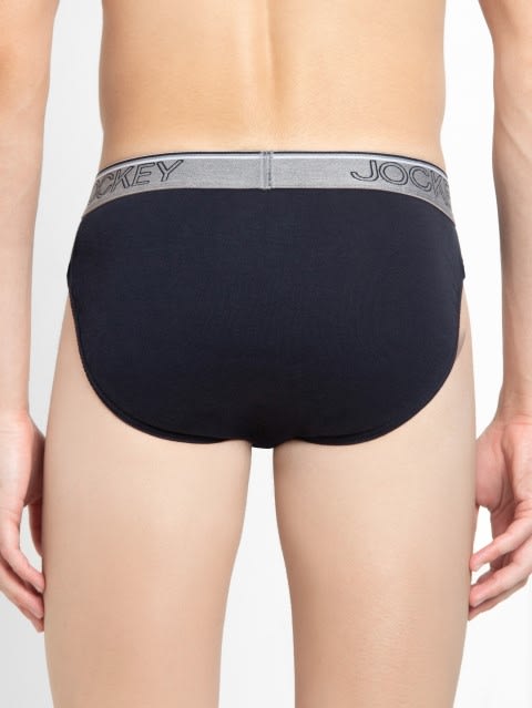 Men's Super Combed Cotton Rib Solid Brief with Ultrasoft Waistband - Deep Navy