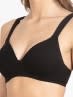 Women's Wirefree Padded Super Combed Cotton Elastane Stretch Full Coverage Lounge Bra with Broad Fabric Strap and Included Bra Pouch - Black