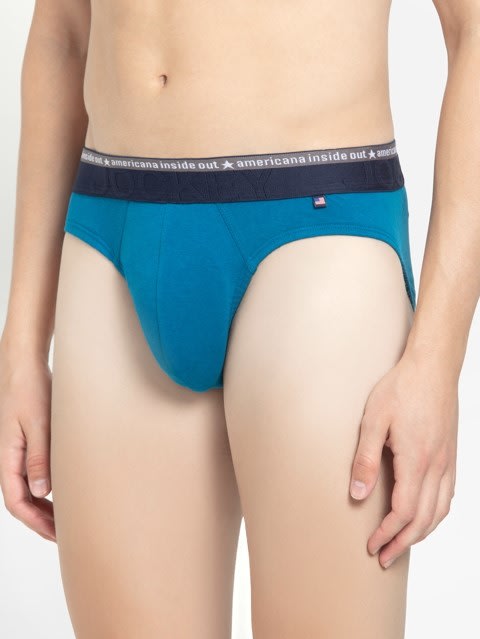 Men's Super Combed Cotton Elastane Stretch Solid Brief with Ultrasoft Waistband - Celestial