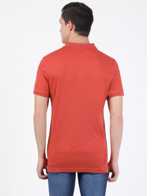 Regular Fit Half Sleeve Polo T-Shirt for Men  - Cinnabar