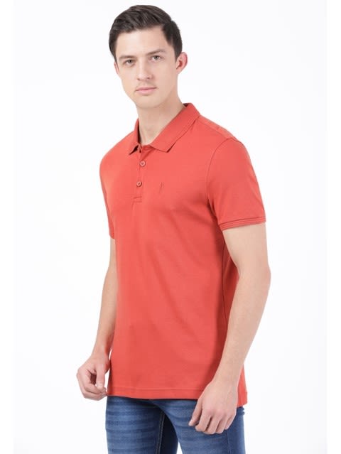 Regular Fit Half Sleeve Polo T-Shirt for Men  - Cinnabar