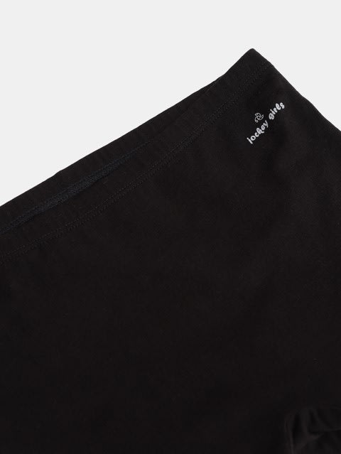 Girl's Super Combed Cotton Elastane Stretch Shorties with Ultrasoft Waistband - Black(Pack of 2)