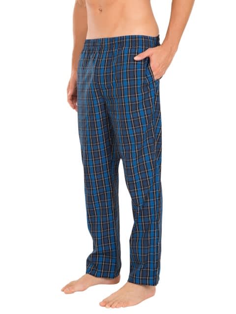 Men's Super Combed Cotton Satin Weave Fabric Regular Fit Checkered Pyjama with Side Pockets - Multi Color Check Des