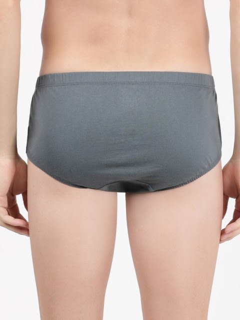 Men's Super Combed Cotton Solid Poco Brief with Ultrasoft Concealed Waistband - Deep Slate