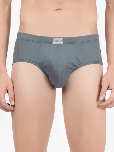 Men's Super Combed Cotton Solid Poco Brief with Ultrasoft Concealed Waistband - Deep Slate