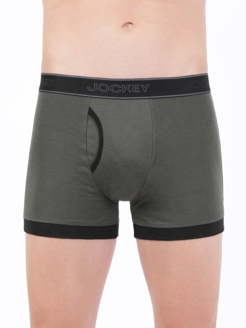 Men's Super Combed Cotton Rib Solid Boxer Brief with Stay Fresh Properties - Deep Olive & Black