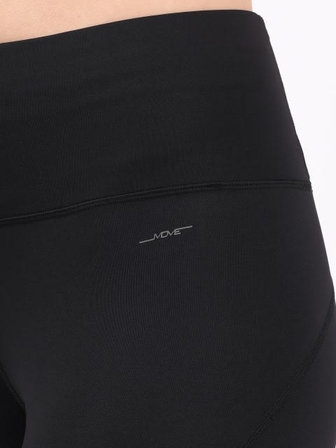 Women's Microfiber Elastane Stretch Slim Fit Capri with Back Waistband Pocket and Stay Dry Technology - Black