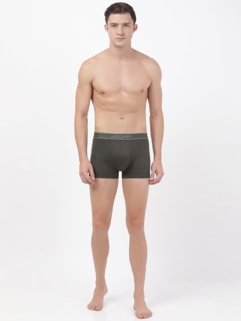 Men's Super Combed Cotton Rib Solid Trunk with Stay Fresh Properties - Deep Olive