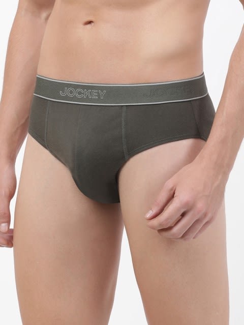 Men's Super Combed Cotton Solid Brief with Stay Fresh Properties - Deep Olive