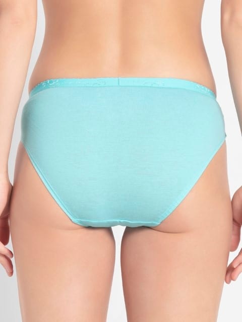 Women's Medium Coverage Super Combed Cotton Mid Waist Bikini With Exposed Waistband and StayFresh Treatment - Light Assorted(Pack of 3)