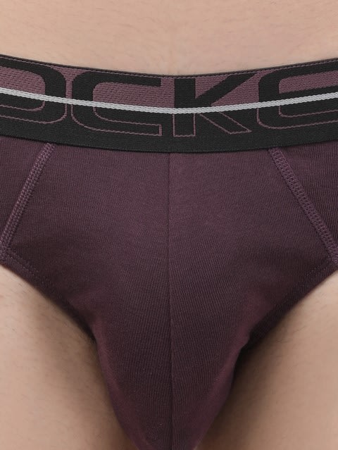 Men's Super Combed Cotton Rib Solid Brief with Ultrasoft Waistband - Plum Perfect