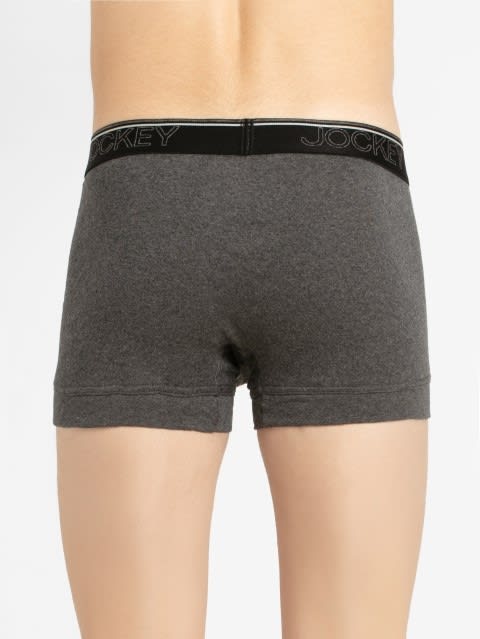 Men's Super Combed Cotton Rib Solid Trunk with Ultrasoft Waistband - Charcoal Melange(Pack of 2)