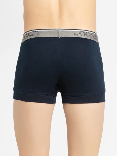 Men's Super Combed Cotton Rib Solid Trunk with Ultrasoft Waistband - Deep Navy(Pack of 2)
