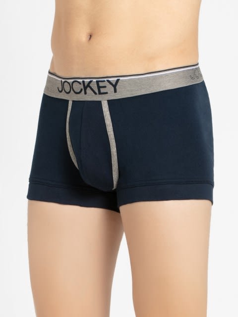 Men's Super Combed Cotton Rib Solid Trunk with Ultrasoft Waistband - Deep Navy(Pack of 2)