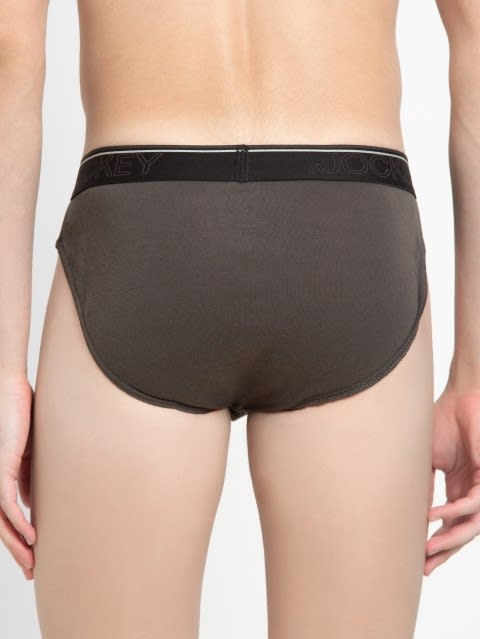 Men's Super Combed Cotton Rib Solid Brief with Ultrasoft Waistband - Deep Olive(Pack of 2)