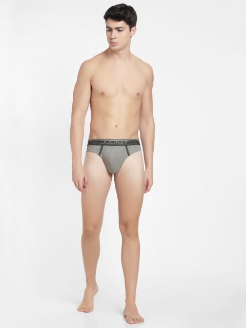 Low Rise Brief with Exposed Waistband (Pack of 2) - Grey Melange