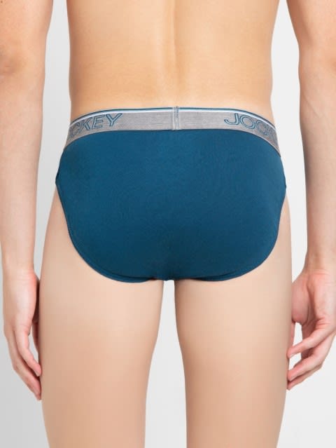 Men's Super Combed Cotton Rib Solid Brief with Ultrasoft Waistband - Seaport Teal(Pack of 2)