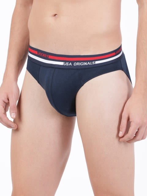 Men's Super Combed Cotton Solid Brief with Ultrasoft Waistband - Navy