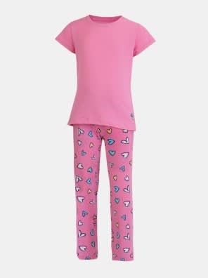 Super Combed Cotton Relaxed Fit Short Sleeve Printed T-Shirt and Pyjama Set