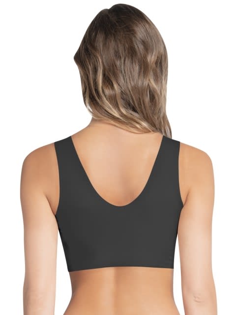 Women's Wirefree Padded Microfiber Nylon Elastane Full Coverage Lounge Bra with 360 Degree Stretch and Removable Pads - Black