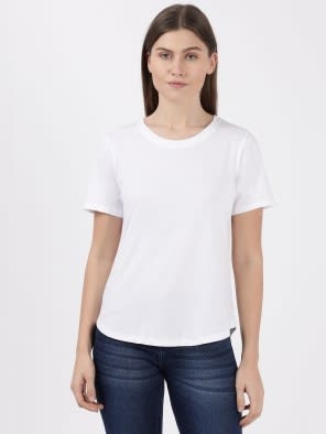 Super Combed Cotton Rich Curved Hem Styled T-Shirt