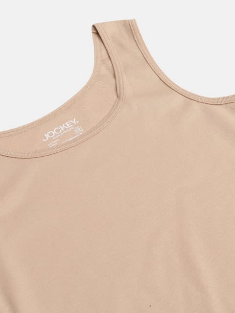 Girl's Super Combed Cotton Rib Solid Tank Top - Skin(Pack of 2)
