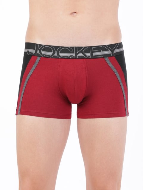 Men's Super Combed Cotton Elastane Stretch Solid Trunk with Ultrasoft Waistband - Red Pepper