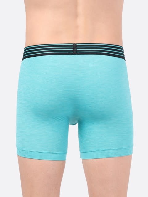 Men's Microfiber Mesh Elastane Stretch Sports Boxer Brief with Stay Dry Technology - Caribbean Turquoise