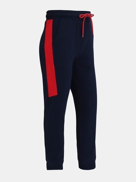 Boy's Super Combed Cotton Rich Graphic Printed Joggers with Side Pockets and Ribbed Cuff Hem - Navy