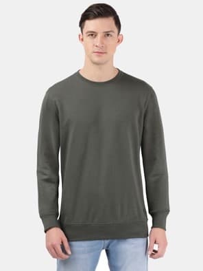 Super Combed Cotton French Terry Sweatshirt with Ribbed Cuffs