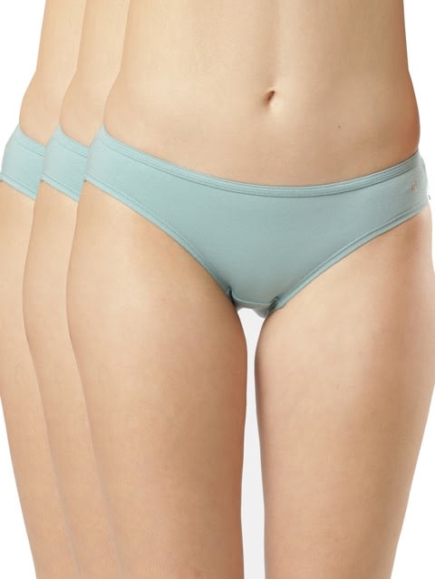 Women's Medium Coverage Super Combed Cotton Elastane Stretch Mid Waist Bikini With Concealed Waistband and StayFresh Treatment - Assorted(Pack of 3)