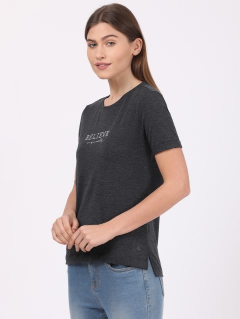 Black Melange Graphic T-Shirt