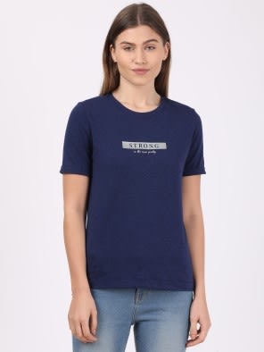 Imperial Blue Melange Graphic T-Shirt