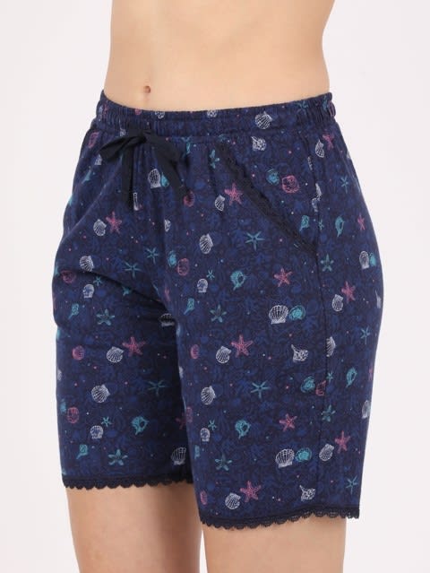 Shorts for Women with Side Pocket & Drawstring Closure  - Classic Navy