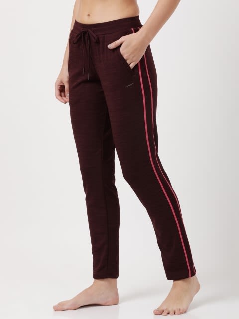 Women's Microfiber Fabric Straight Fit Trackpants with Stay Dry Treatment - Wine Tasting