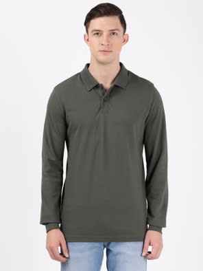 Deep Olive Polo Full Sleeve Tshirt
