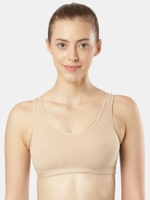 Wirefree Non Padded Super Combed Cotton Elastane Stretch Full Coverage Slip-On Active Bra
